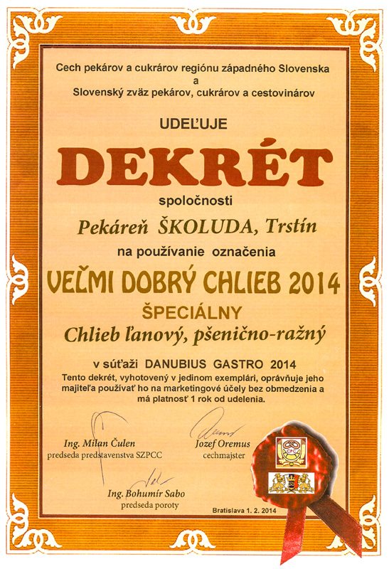 Dekrét — Veľmi dobrý chlieb 2014 špeciálny