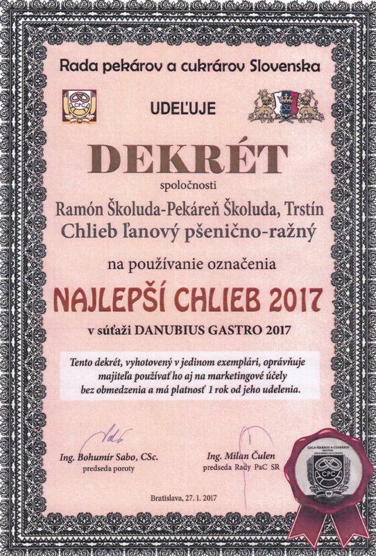 Dekrét — Najlepší chlieb 2017